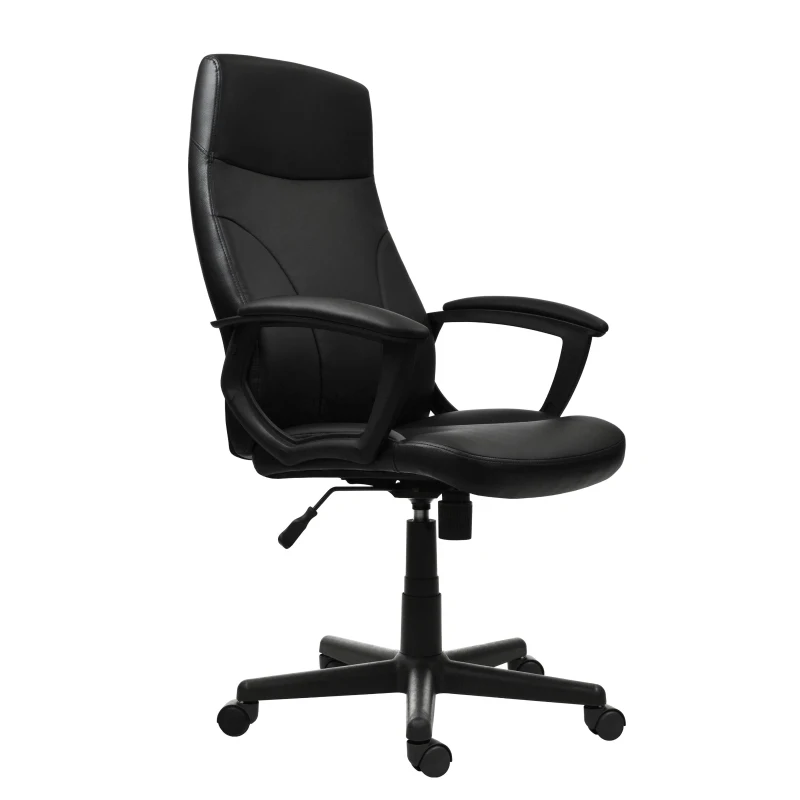 Cozy Office Chair with Flip-Up Arms and TechniFlex Upholstery, Flexible Racer Seat with Locking Tilt Control, 24.5″ L x 27.5″ W x 41″ H, Black