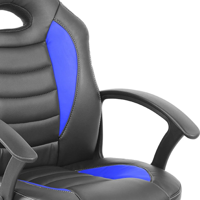 Sporty Gaming Chair with Pneumatic Height Adjustment and Non-Marking Casters, Perfect Racer-Style Chair for Kids, 21" L x 22" W x 35" H, Blue