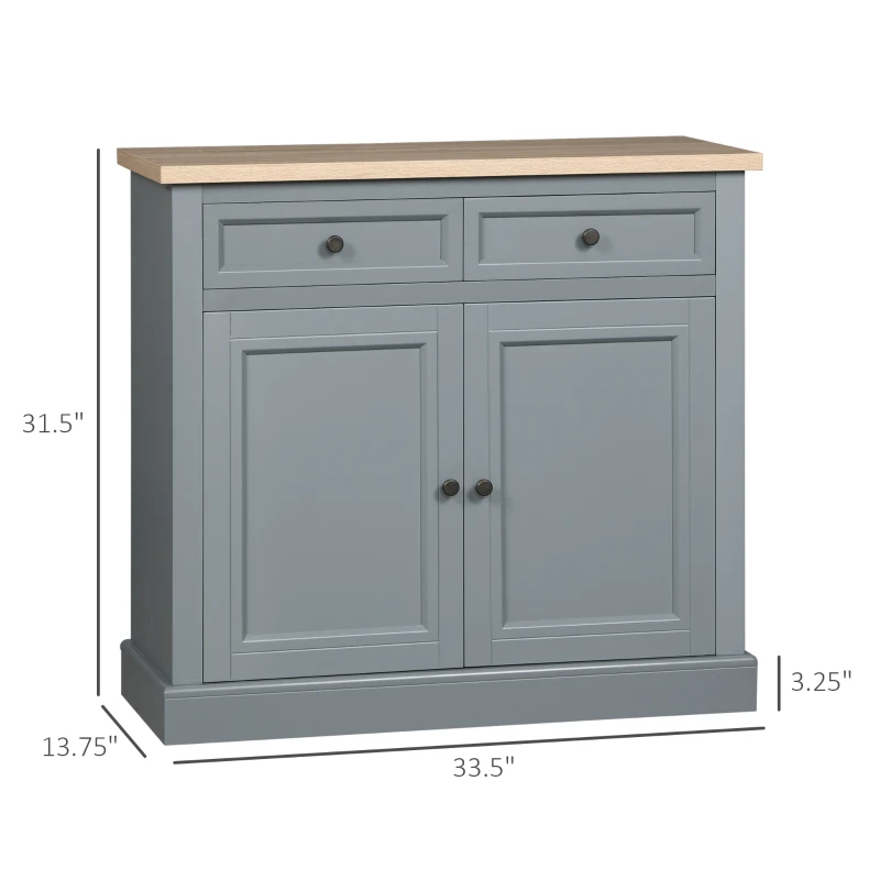 HOMCOM Sideboard Buffet Cabinet, Coffee Bar Cabinet with 2 Drawers and Double Door Cupboard for Kitchen, Living Room, Entryway, Dark Gray