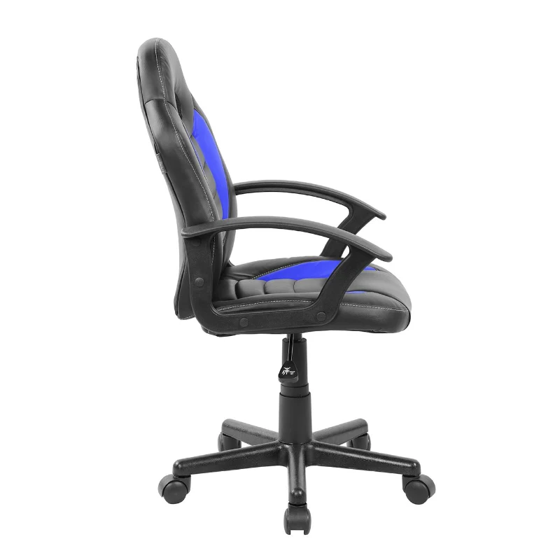 Sporty Gaming Chair with Pneumatic Height Adjustment and Non-Marking Casters, Perfect Racer-Style Chair for Kids, 21" L x 22" W x 35" H, Blue