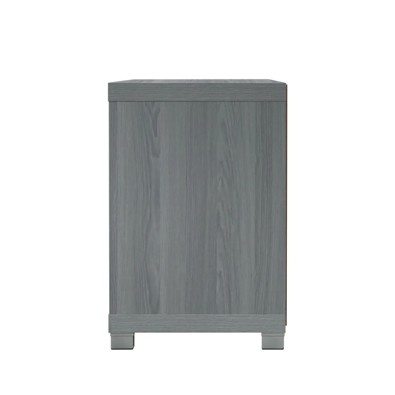 Sleek Durbin TV Stand with Glass Panel Cabinets and Cable Management, Modern Media Sideboard Cabinet for Living Room, 57" L x 15" W x 23" H, Grey