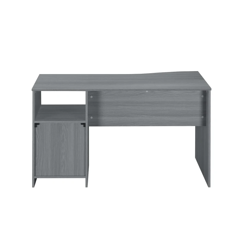 Classic Computer Desk with 3 Drawers and Side Shelf, Modern Contoured Workstation Table for Home Office Studio, 51" L x 23.5" W x 29.5" H, WengeGrey