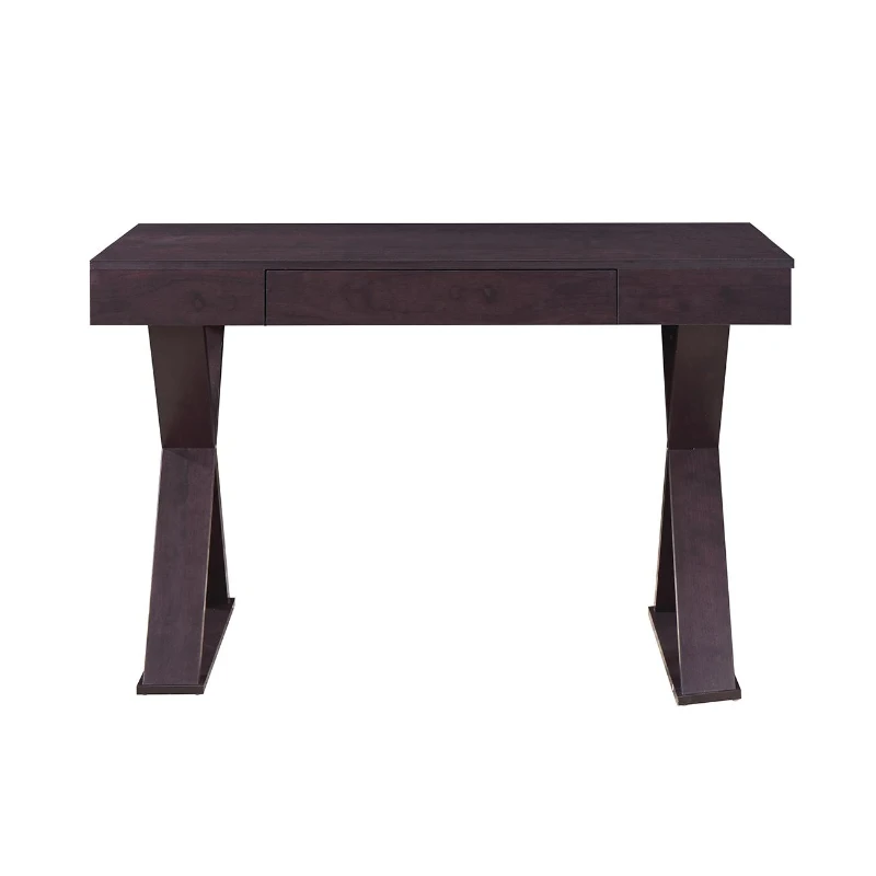 Trendy Writing Desk with Center Storage Drawer and X-Shaped Legs, Modern Home Office Computer Desk for Workspace, 47" L x 22" W x 30" H, Espresso