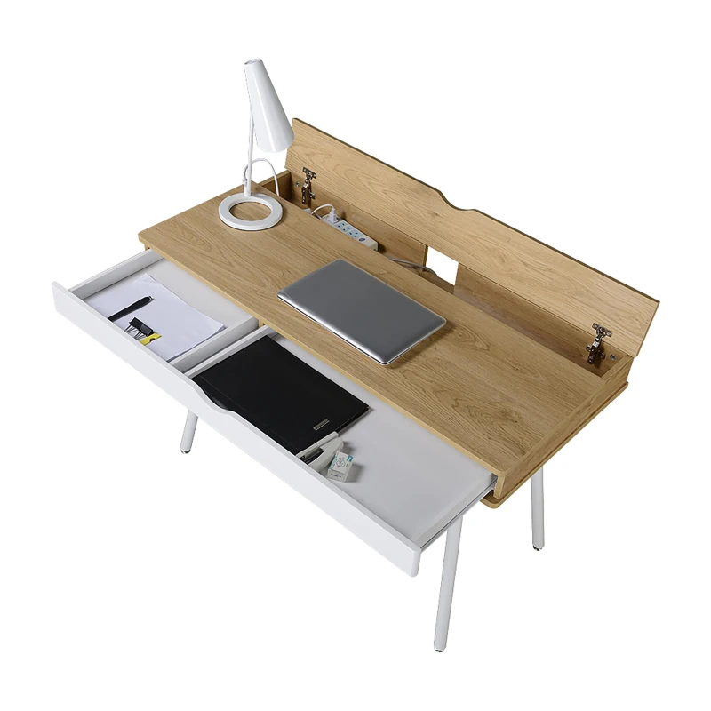 Modern Computer Desk with Accessory-Storage Compartment, Ideal Laptop Table for Bedrooms and Study Rooms, 45" L x 21.5" W x 30" H, Brown