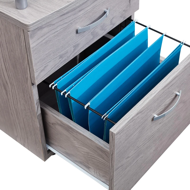 Compact File Cabinet with Hanging Drawers and Locking Design, Locking Storage Unit for Offices and Study Rooms, 15.5" L x 17.5" W x 24" H, Gray