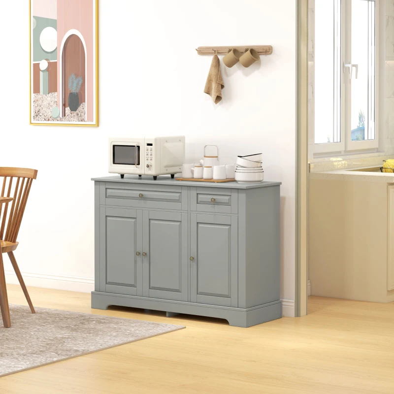 HOMCOM Modern Kitchen Storage Cabinet, Coffee Bar Cabinet with 2 Drawers and Adjustable Shelves for Dining Room