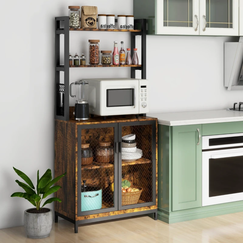 HOMCOM Industrial Baker's Rack Multi-tier Microwave Stand, Rustic Brown