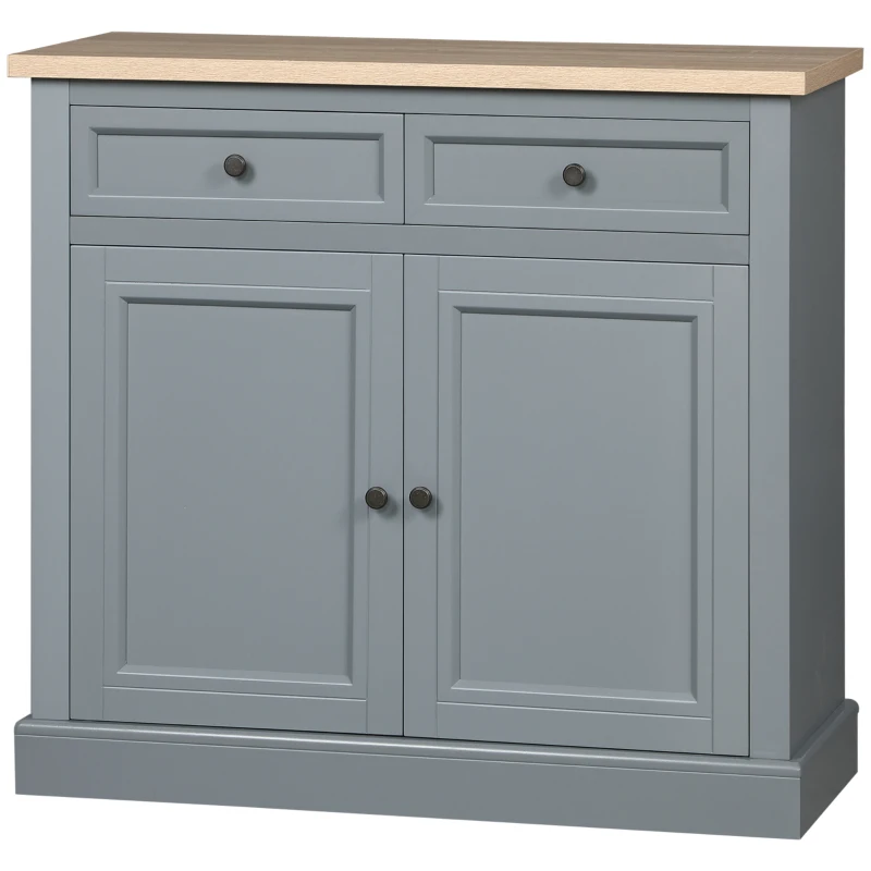 HOMCOM Sideboard Buffet Cabinet, Coffee Bar Cabinet with 2 Drawers and Double Door Cupboard for Kitchen, Living Room, Entryway, Dark Gray