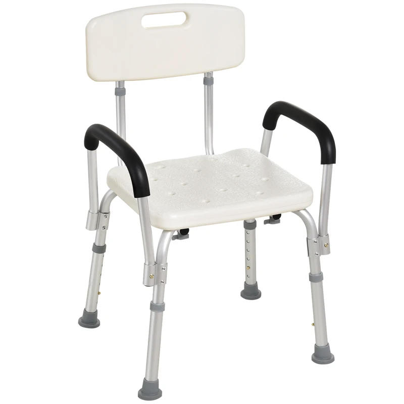 HOMCOM Adjustable Medical Shower Chair with Back, Bathtub Bench Bath Seat with Padded Arms, Non Slip Tub Safety for Disabled, Seniors, Elderly