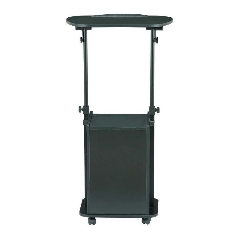 Practical Laptop Cart with Adjustable Tilting Panel, Mobile Workstation for Home Offices, Classrooms, or Bedside, 23.5″ L x 15.5″ W x 31.5″ H, Black