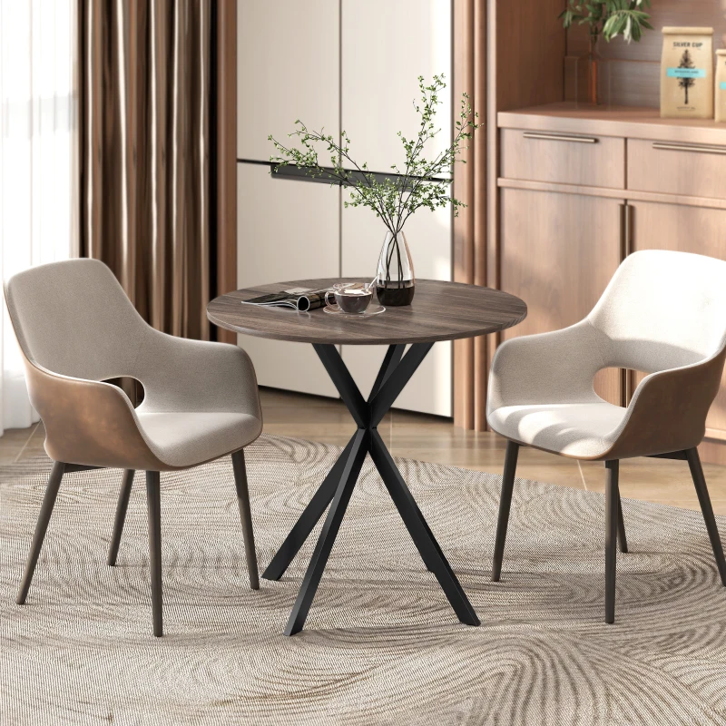 HOMCOM 31.5" Industrial Round Dining Table - Distressed Dark Brown