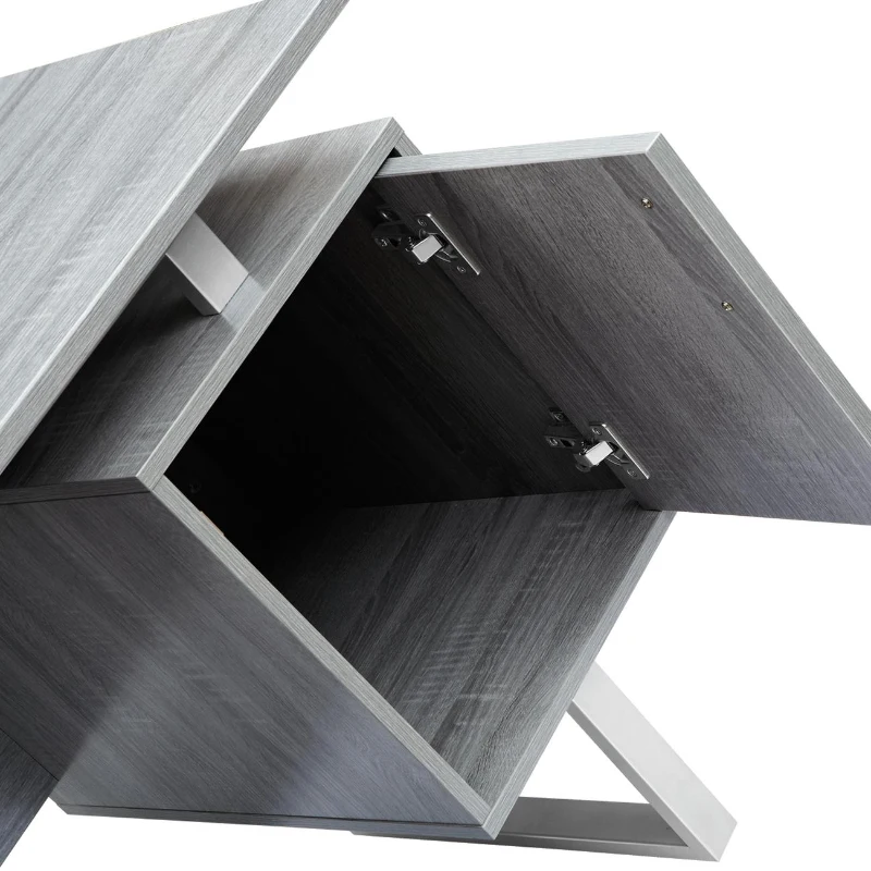 Modern White Desk with 2 Storage Drawers and Cabinet, Sleek Floating Desktop Computer Writing Table for Home Office, 51" L x 23.5" W x 30" H, Grey