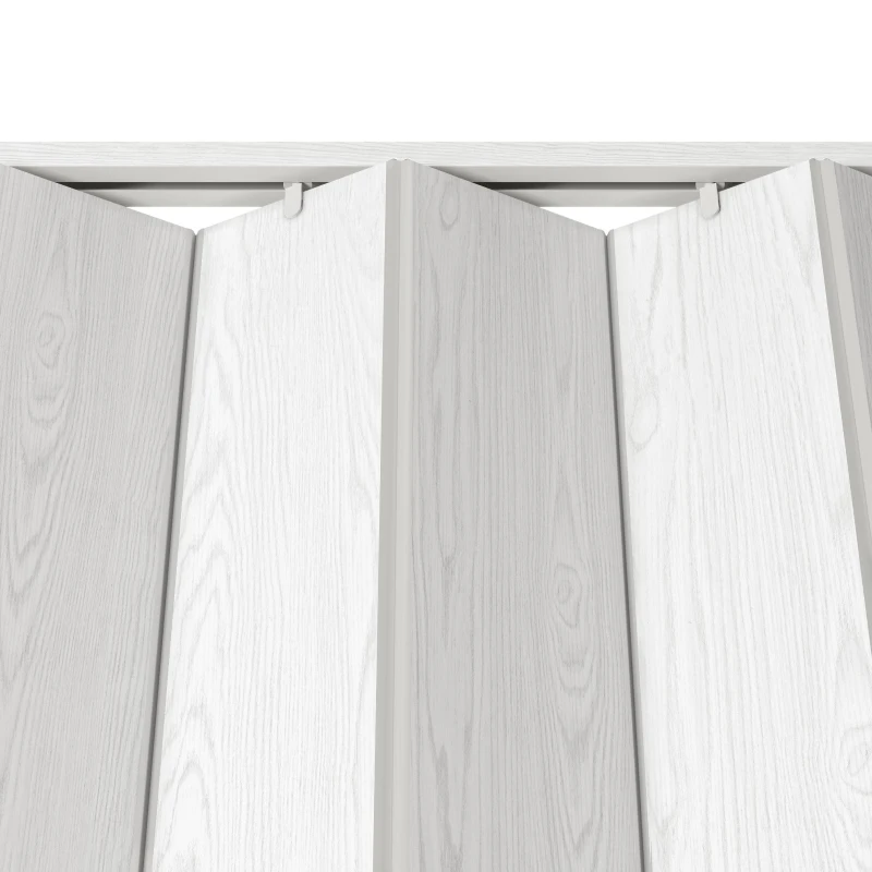 Stylish Foldable Accordion Door with Magnetic Close Latch, Space-Saving Interior PVC Sliding Door for Closet, 32" L x 0.5" W x 80" H, White Oak