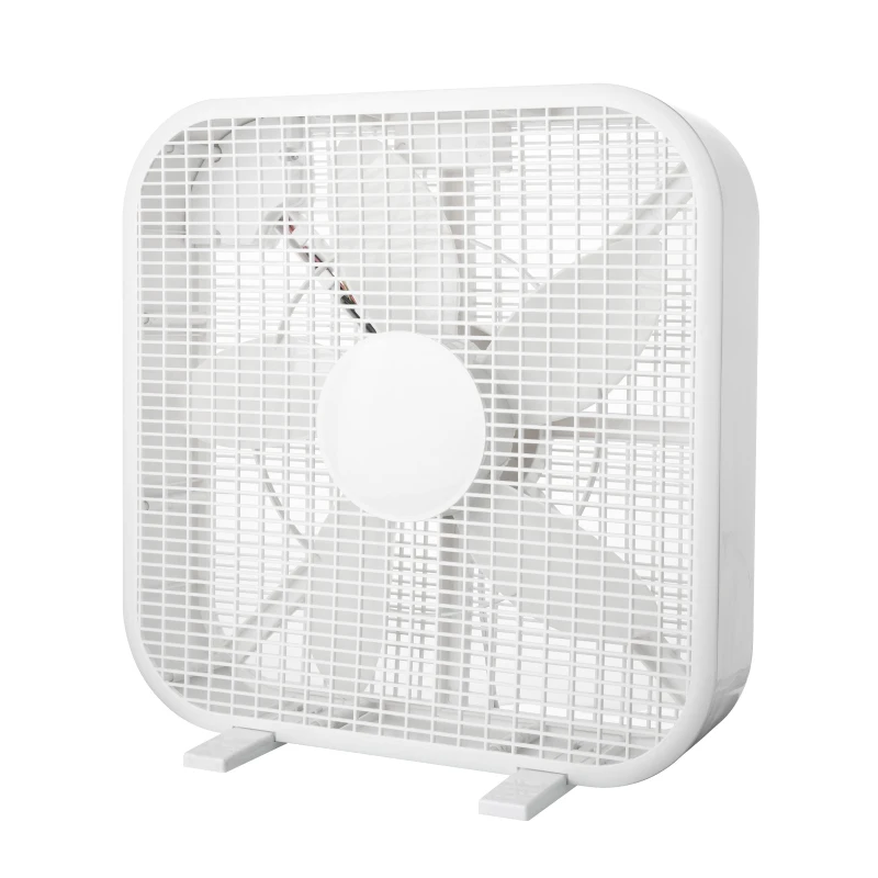 Powerful 20" Box Fan with 3 Adjustable Speed Settings, Lightweight High-Velocity Air Circulation Floor Fan for Home, 21" L x 4" W x 21" H, White