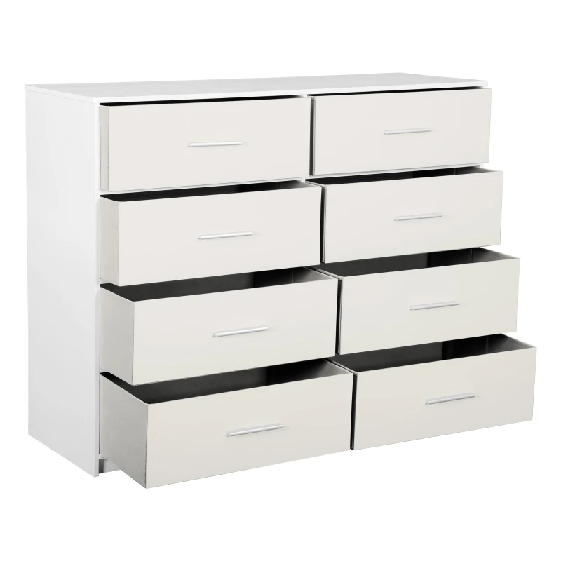 Roomy 8-Drawer Dresser with Water-Resistant Top, Ideal Storage Chest for Bedrooms, Living Rooms, TV Stand, 44.5" L x 16" W x 34.5" H, White