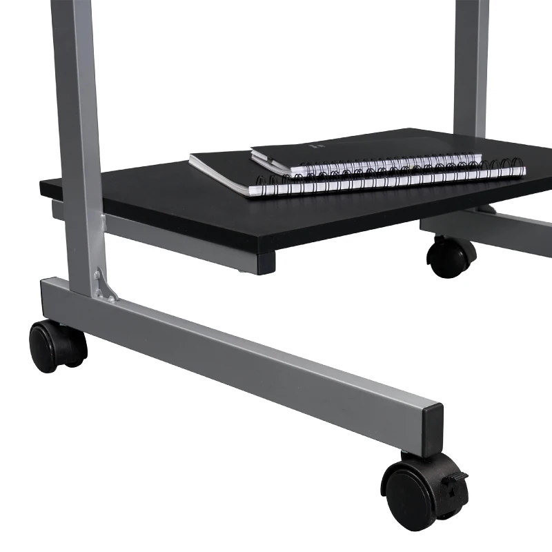 Compact Computer Cart with Adjustable Shelf and Slide-Out Keyboard, Space-Saving Desk for Dorms, 28.5" L x 20.5" W x 35.5" H, Black