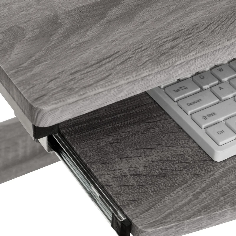 Practical Computer Desk with Slide-Out Keyboard Tray and Elevated Shelf, Ideal Workstation Table for Offices, Bedrooms, 38″ L x 22″ W x 35″ H, Gray