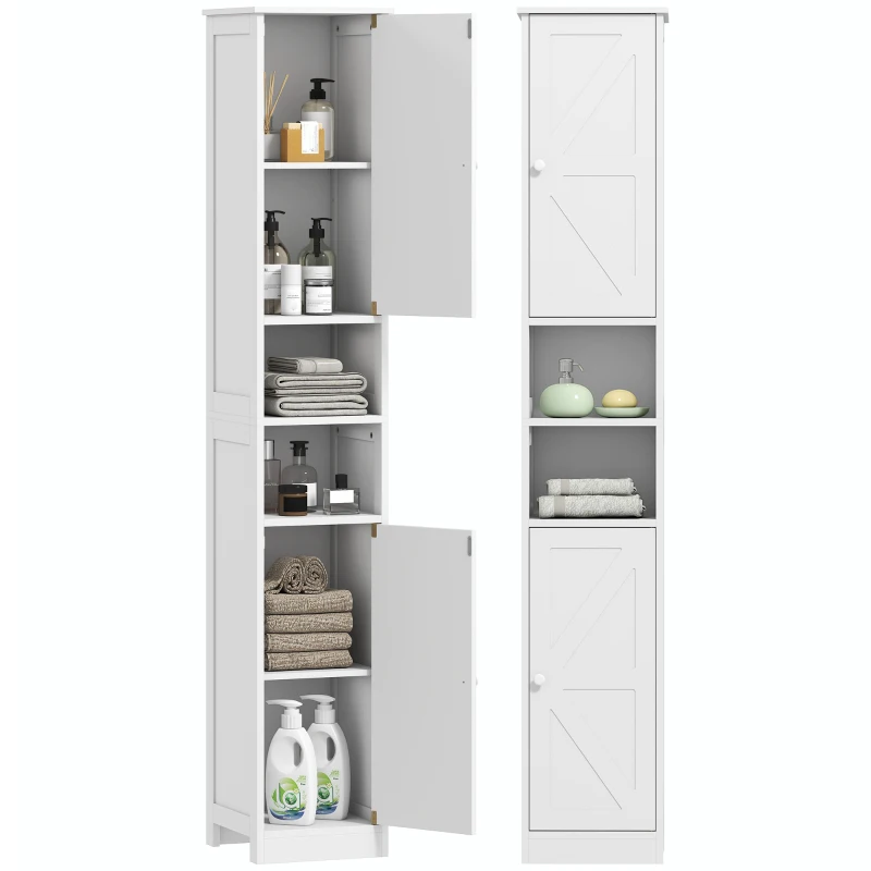 HOMCOM Narrow Tall Bathroom Storage Cabinet, 70" Slim Freestanding Bathroom Cabinet with Adjustable Shelves, Open Shelves