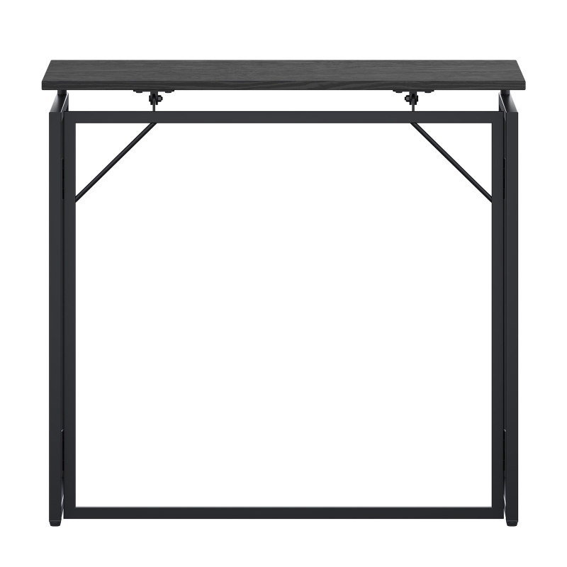 Sleek Folding Desk with Durable Steel Frame, Space-Saving Small Computer Writing Table for Apartment, 31.5" L x 15.5" W x 29" H, Black