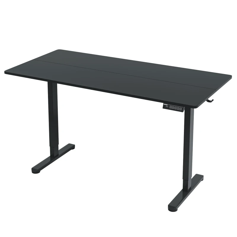Sleek Electric Standing Desk with 3 Memory Presets and Hooks, Height Adjustable Sit to Stand Computer Desk for Home Office, 55'' L x 23.5″ W x 28'' H, Black