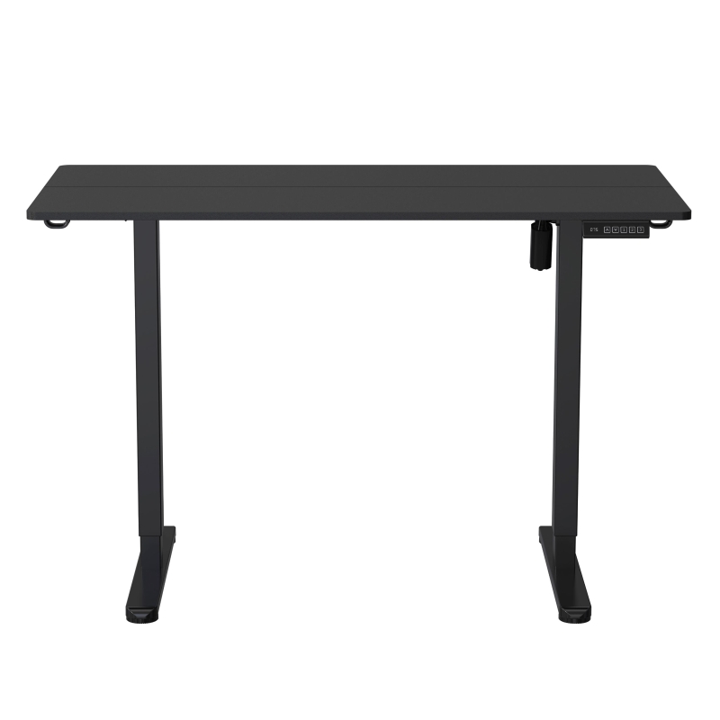 Sleek Electric Standing Desk with Memory Presets and Hooks, Height Adjustable Sit to Stand Computer Desk for Home Office, 47.5'' L x 23.5'' W x 28'' H, Black