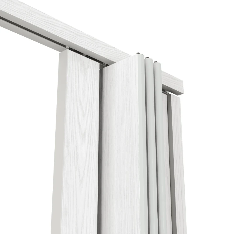 32" W Sleek Foldable Accordion Door with Double-Walled Panels, Space-Saving Interior PVC Sliding Door for Bedroom, 32'' L x 1'' W x 80'' H, White Oak
