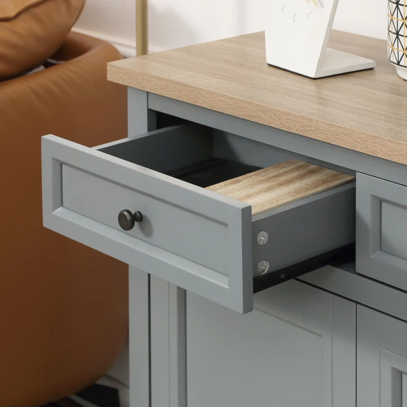 HOMCOM Sideboard Buffet Cabinet, Coffee Bar Cabinet with 2 Drawers and Double Door Cupboard for Kitchen, Living Room, Entryway, Dark Gray