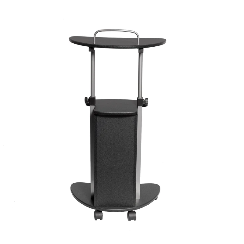 Adjustable Sit-to-Stand Laptop Cart with Dual Adjustment Knobs, Mobile Workstation for Offices, 21" L x 16″ W x 28″ H, Black