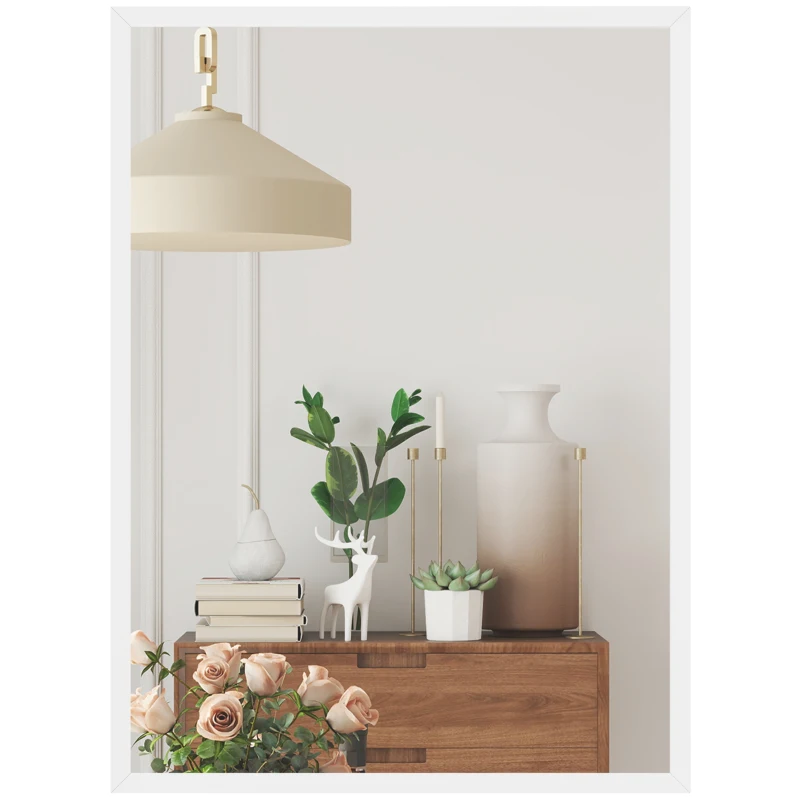 HOMCOM 22" x 30" Bathroom Mirror for Wall, Rectangular Mirror for Living Room, Bedroom, Entryway, White