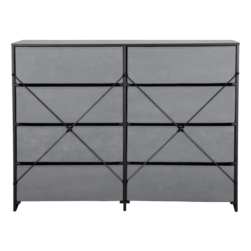 Roomy 8-Drawer Dresser with Water-Resistant Top, Ideal Storage Chest for Bedrooms, Living Rooms, TV Stand, 44.5" L x 16" W x 34.5" H, Black