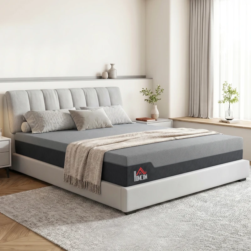 HOMCOM King Mattress, 12 Inch Memory Foam Mattress for Pressure Relief, Graphene Gel Cooling Copper Bed in a Box, Made in USA
