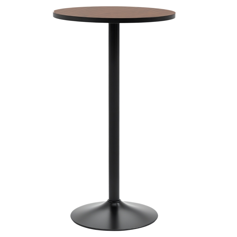 HOMCOM 41" H Bar Height Round Bar Table, Rustic Industrial Pub Table, Elm Wood Top Bistro Table with Metal Base