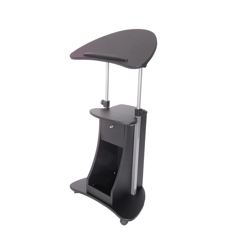 Ergonomic Sit-to-Stand Laptop Cart with Tilting Panel, Storage-Equipped Laptop Stand for Offices, 21.5″ L x 17″ W x 31.5″ H, Black