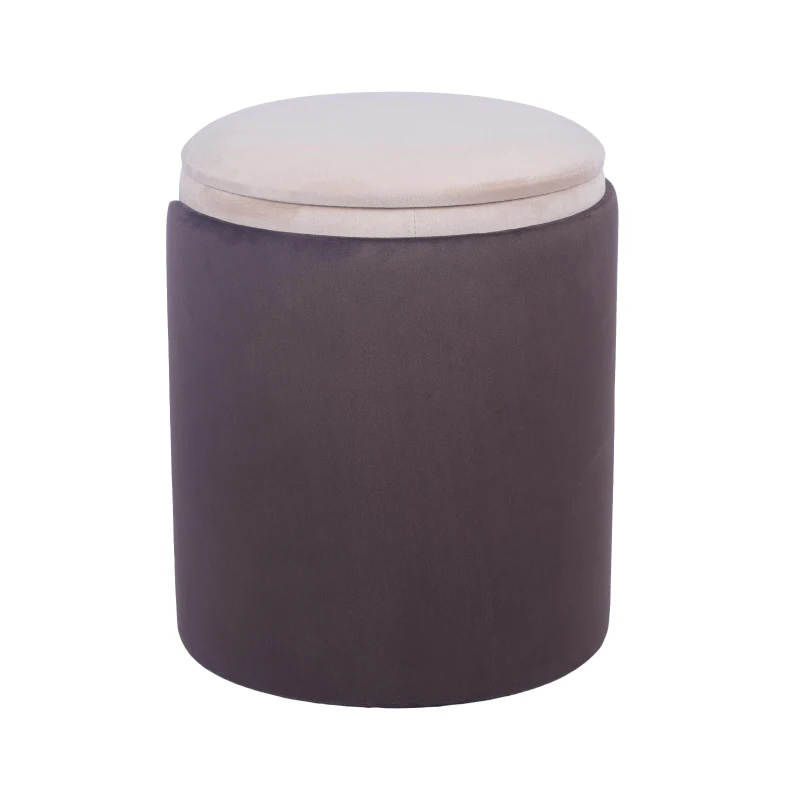 Practical Ottoman with 13" W Storage Compartment, Multi-Use Stool for Vanity Stool, Footrest, Extra Seating, 14.5" L x 14.5" W x 17.5" H, Brown