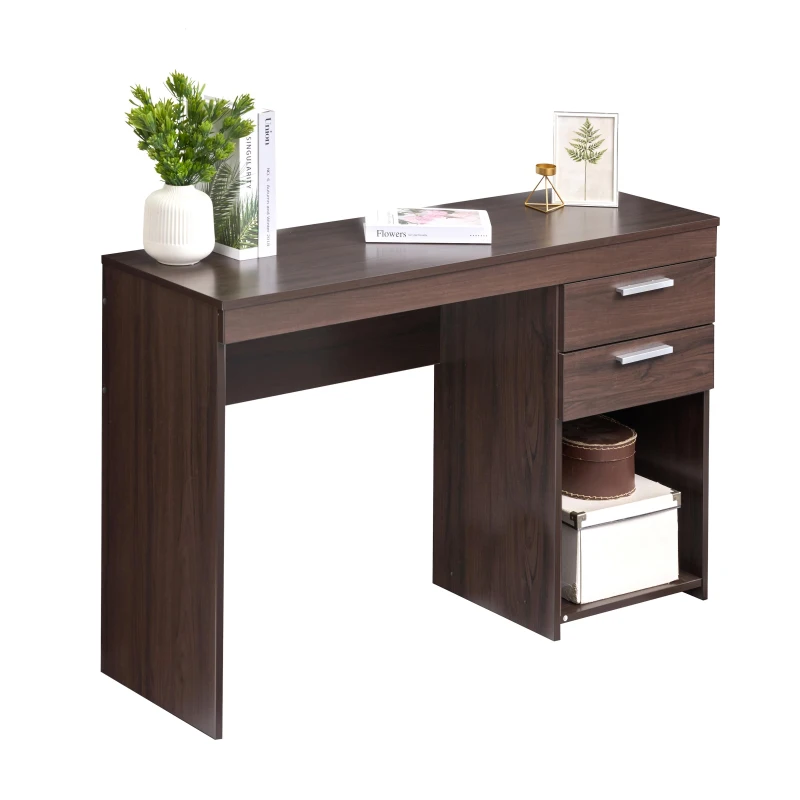 Sleek Espresso Workstation with Open Bottom Shelf, Modern Home Office Computer Writing Desk for Small Space, 47.5" L x 16" W x 30.5" H, Espresso