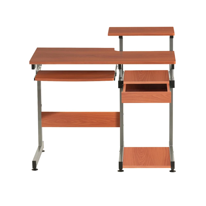 Practical Computer Desk with Slide-Out Keyboard Tray and Elevated Shelf, Ideal Workstation Table for Offices, Bedrooms, 38″ L x 22″ W x 35″ H, Brown