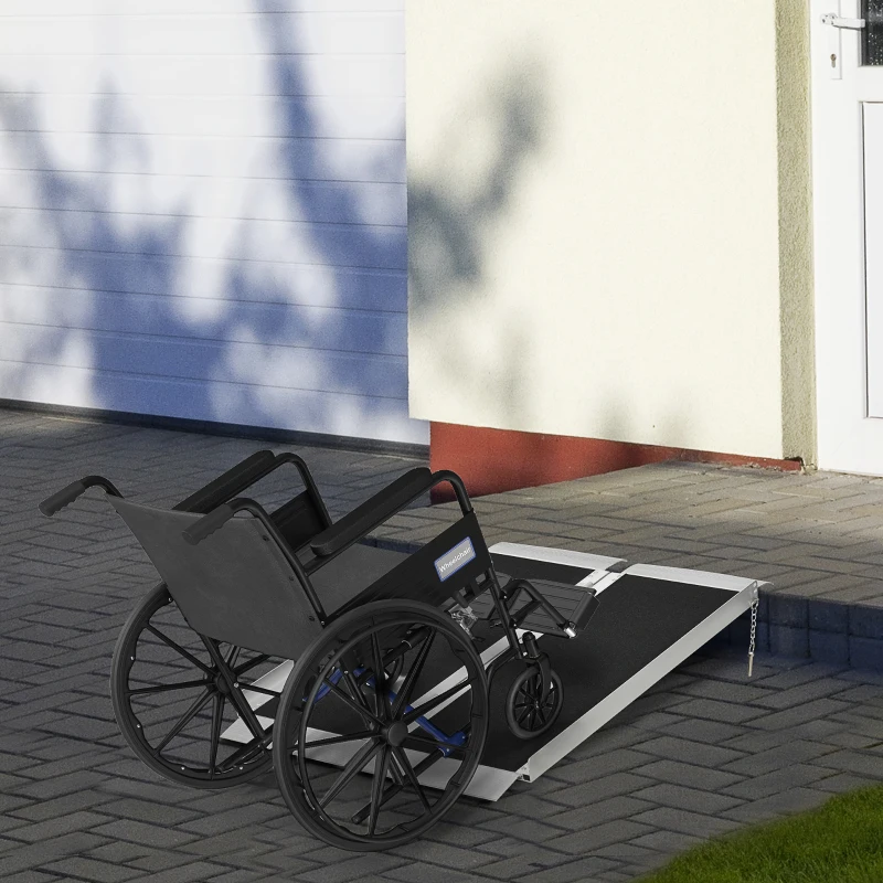 HOMCOM 3' Skidproof Portable Wheelchair Ramp for Home, Steps, Doorways, Carpeted Foldable Handicap Ramp, Threshold Ramp