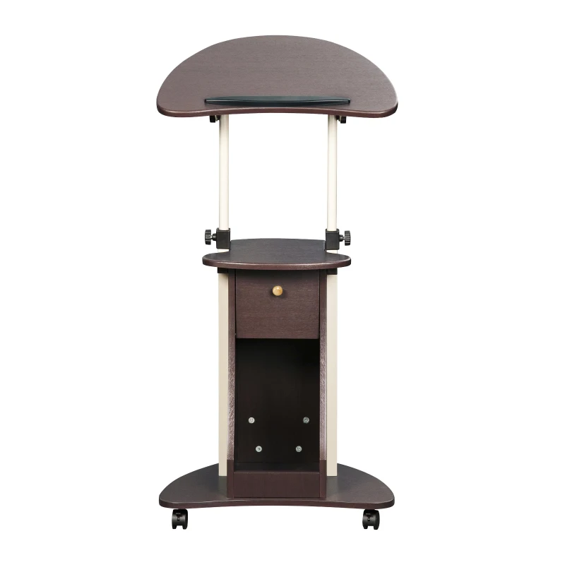 Ergonomic Sit-to-Stand Laptop Cart with Tilting Panel, Storage-Equipped Laptop Stand for Offices, 21.5″ L x 15.5″ W x 31.5″ H, Chocolate