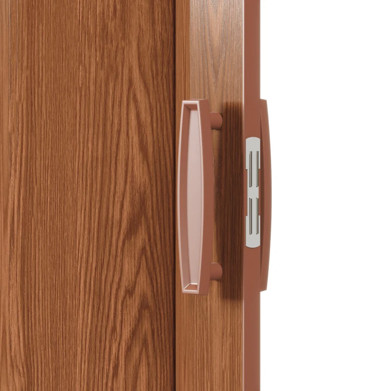 Stylish Foldable Accordion Door with Magnetic Close Latch, Space-Saving Interior PVC Sliding Door for Closet, 32" L x 0.5" W x 80" H, Walnut