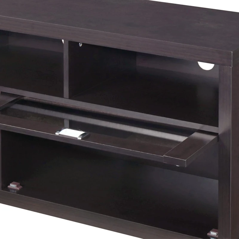 Sleek Durbin TV Stand with Glass Panel Cabinets and Cable Management, Modern Media Sideboard Cabinet for Living Room, 57" L x 15" W x 23" H, Espresso