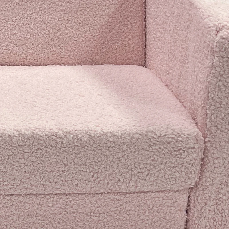 Qaba 2 in 1 Kids Fold Out Chair Convertible Sofa to Lounger w/ Washable Cover for Boys and Girls, Pink