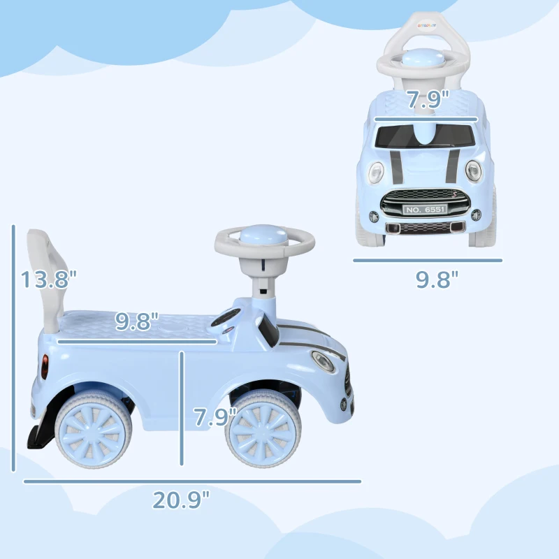Qaba Foot to Floor Toddler Ride on Toy, Sliding Car w/ Horn, No Tip Anti-Over-Backwards System for 18-36 Months, Light Blue