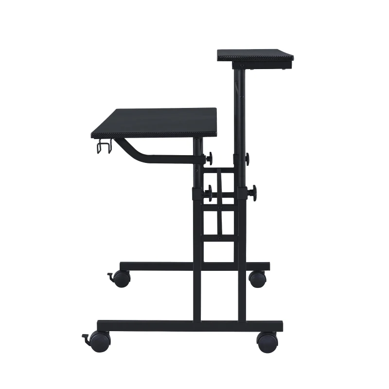 Mobile Writing Desk with Height Adjustment and Headphone Hook, Compact Worktable for Offices and Study Rooms, 35″ L x 23.5″ W x 28″ H, Black