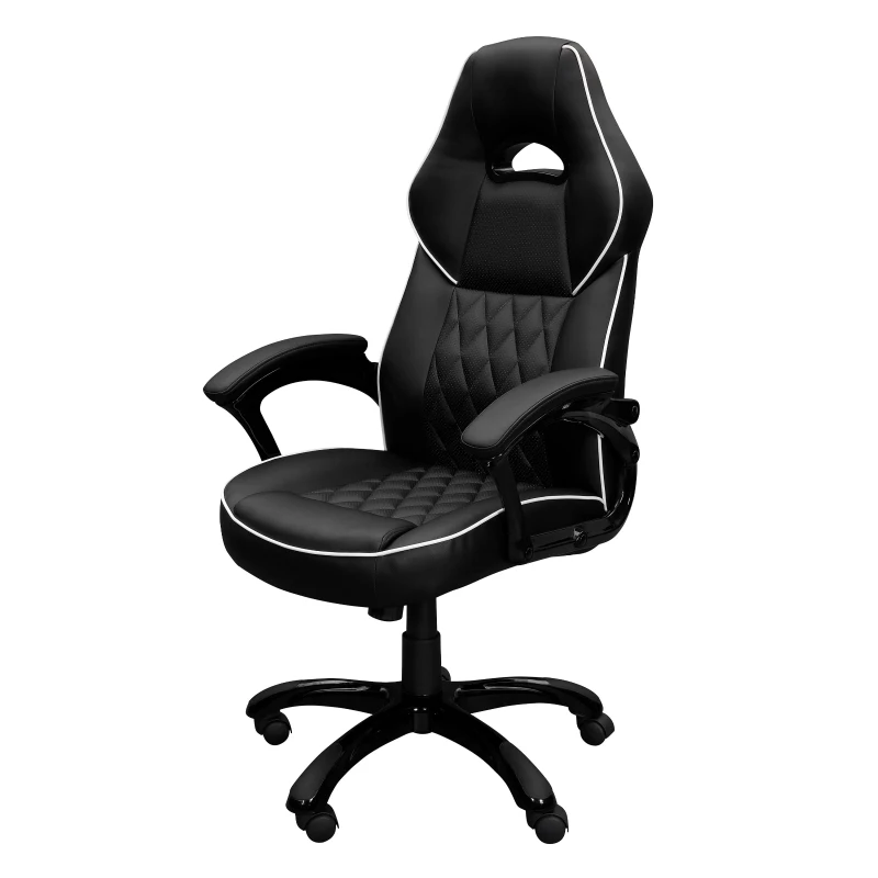 Racer-style Chair with Flip-Up Arms and TechniFlex Upholstery, Flexible Racer Seat with Locking Tilt Control, 25.5″ L x 27.5″ W x 47.5″ H, Black