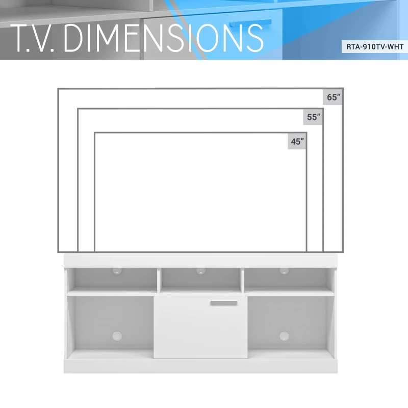 Sleek White TV Stand with Centered Sliding Door, Modern Media Entertainment Console Center for Living Room, 61" L x 15.5" W x 27" H, White