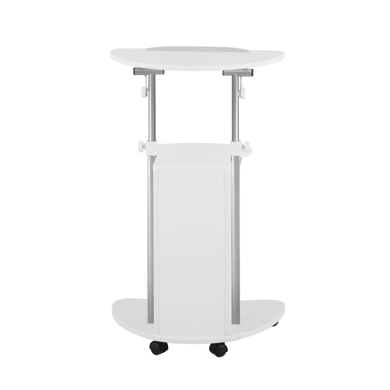 Ergonomic Sit-to-Stand Laptop Cart with Tilting Panel, Storage-Equipped Laptop Stand for Offices, 21.5″ L x 17″ W x 31.5″ H, White