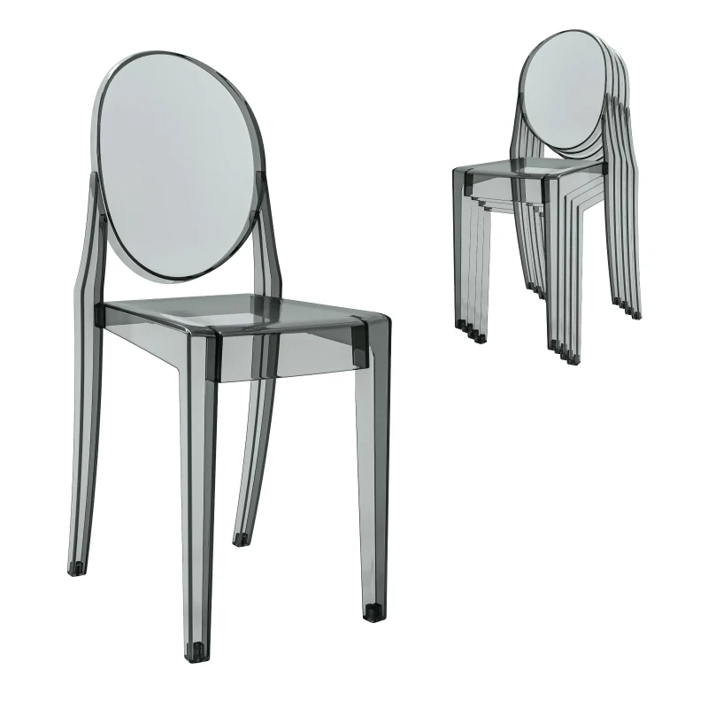 Set of 4 Ghost Chairs with Durable Acrylic Construction, Ideal Event Chairs for Formal Events and Casual Gatherings, 14.5" L x 20" W x 35.5" H, Gray