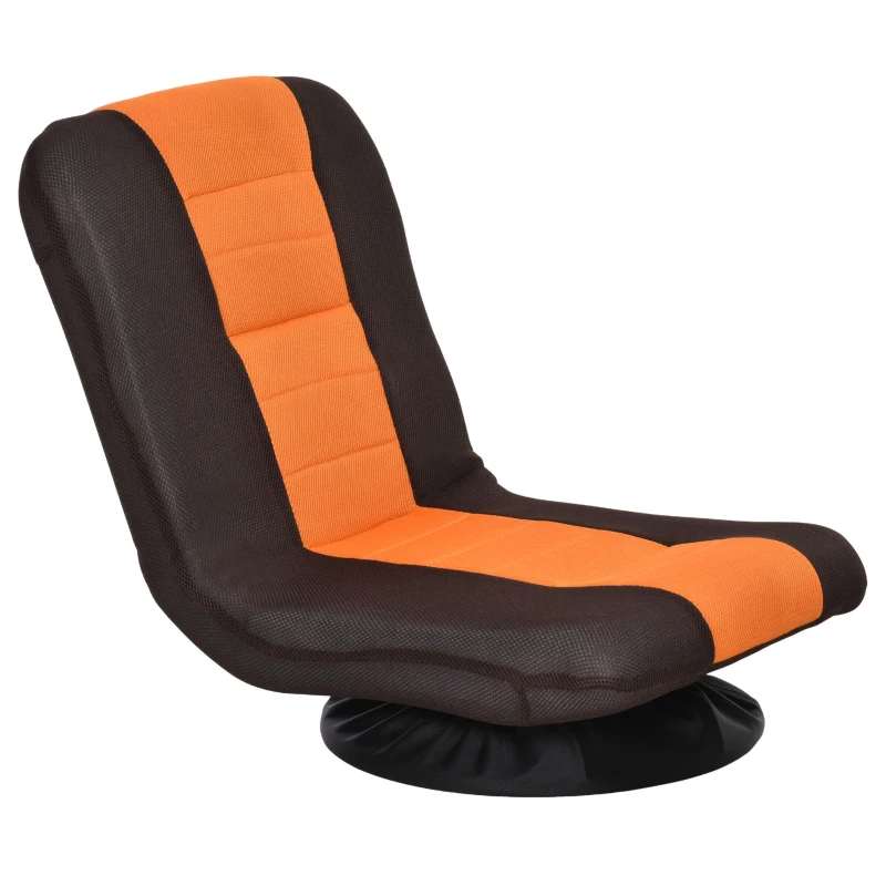 HOMCOM 360 Degree Swivel Video Gaming Chair, Folding Floor Sofa 5-Position Adjustable Lazy Chair, Orange