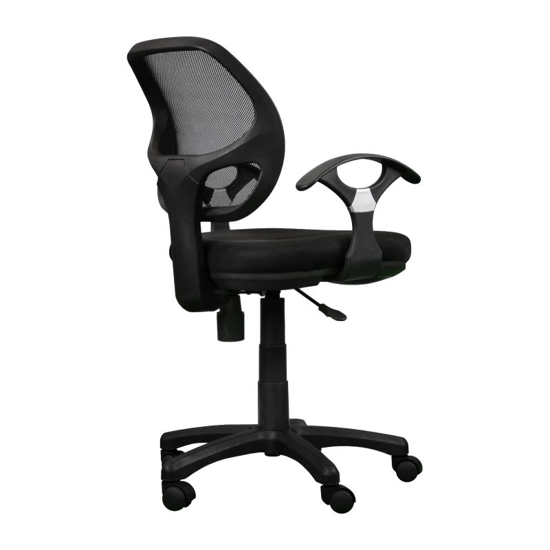 Breathable Office Chair with Contoured Fabric Seat Cushion and Contoured Armrests, Task Chair for Offices, 23.5" L x 22.5" W x 35" H, Black