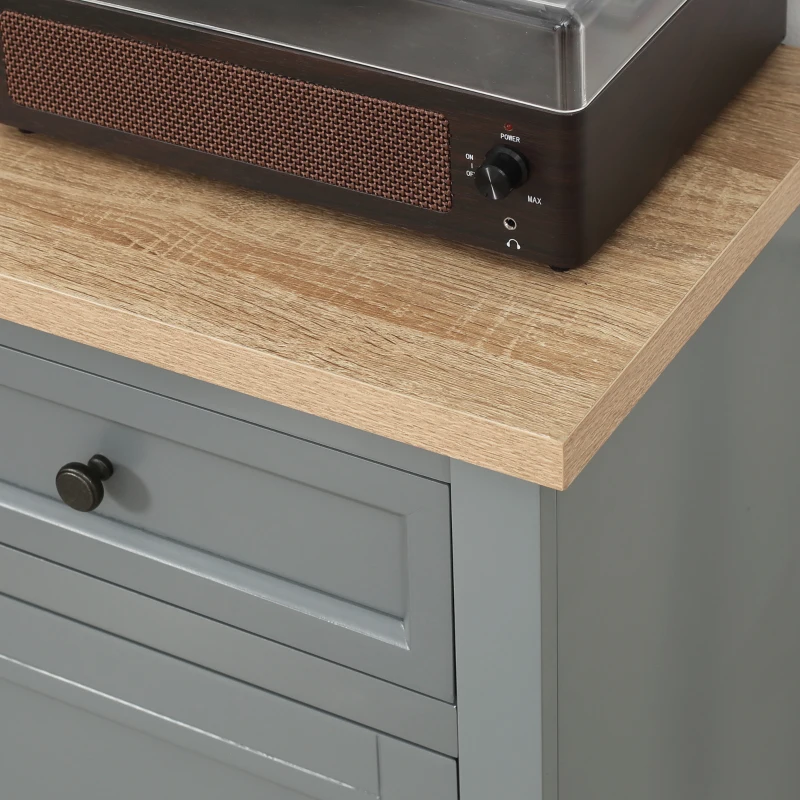 HOMCOM Sideboard Buffet Cabinet, Coffee Bar Cabinet with 2 Drawers and Double Door Cupboard for Kitchen, Living Room, Entryway, Dark Gray